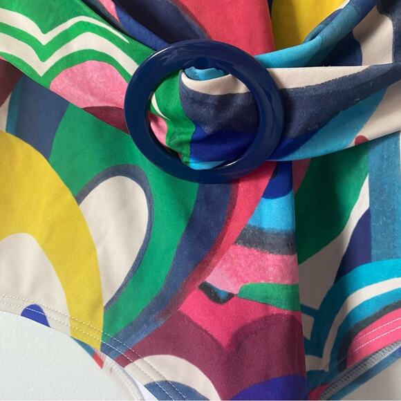 Boden Atrani Belted One Piece Swimsuits size 8 Blue Multicolor - Picture 9 of 9